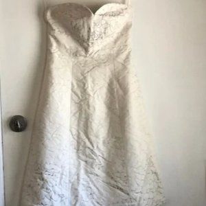 NWT J Crew Strapless Off White Jacquard Midi Dress‎ 0